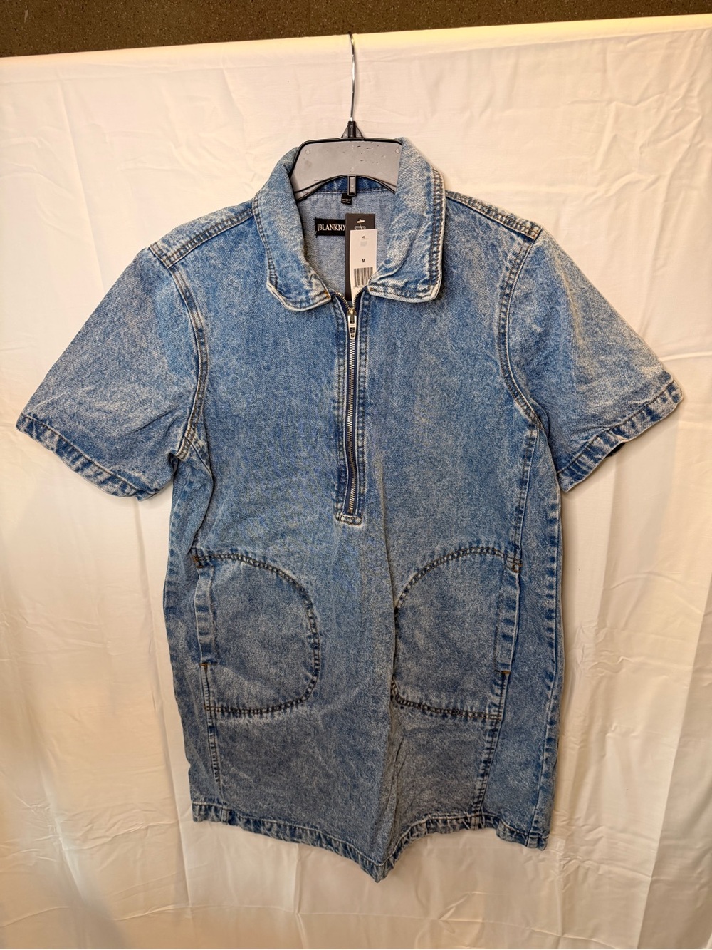 Blank NYC Light Blue Acid-Wash Denim Mini Dress